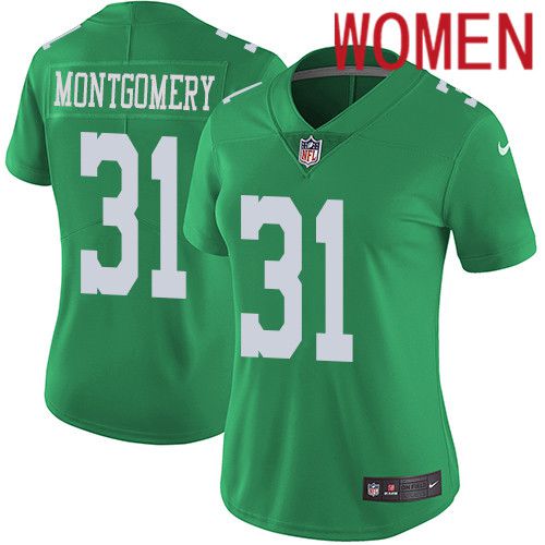 Women Philadelphia Eagles #31 Wilbert Montgomery Nike Green Vapor Limited Rush NFL Jersey